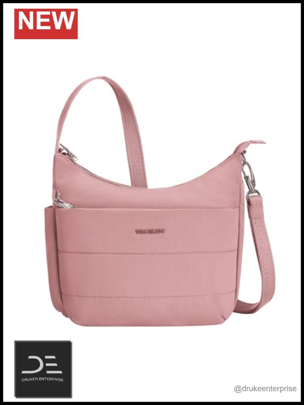 Anti-Theft Nylon Crossbody Bag with RFID Blocking, Locking Straps